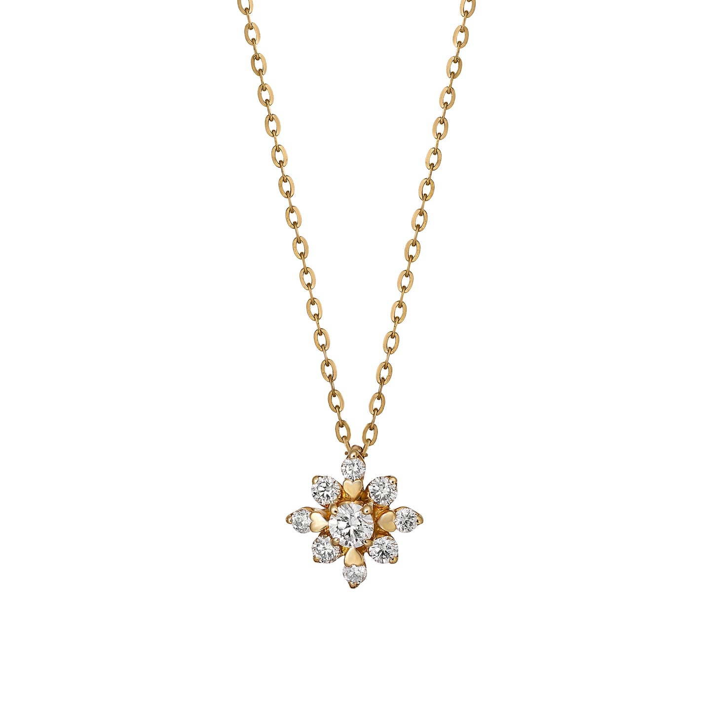 18K Diamond Gradation Sparkle Design Necklace (Yellow Gold) - Product Image