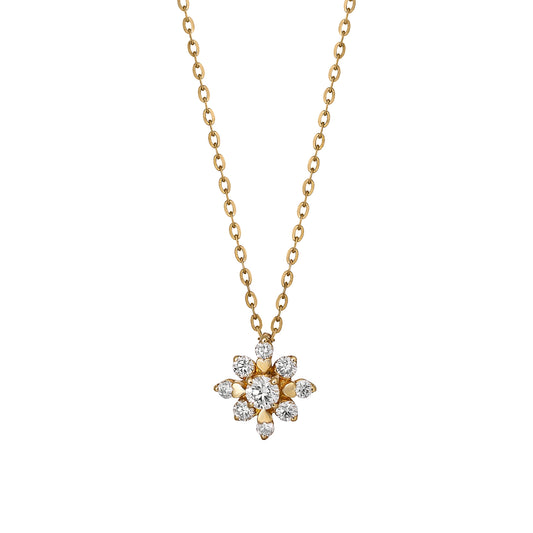 18K Diamond Gradation Sparkle Design Necklace (Yellow Gold) - Product Image