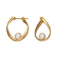 18K/10K Akoya Pearl Twisted Hoop Earrings (Small) (Yellow Gold) - Product Image