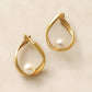 18K/10K Akoya Pearl Twisted Hoop Earrings (Small) (Yellow Gold) - Product Image