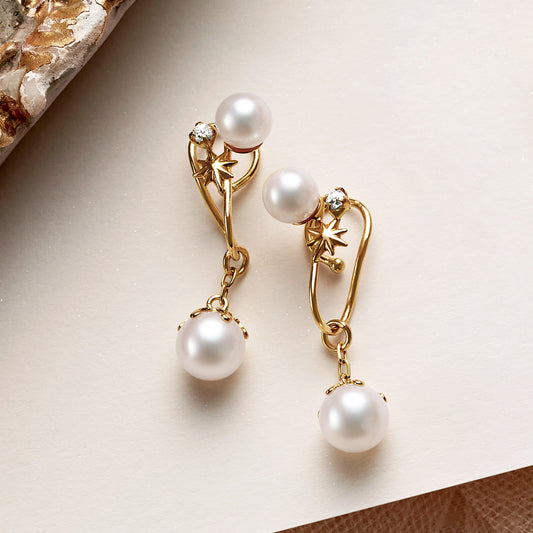 10K Freshwater Pearl 2Way Clip-On Earrings [Luminous] (Yellow Gold) - Product Image