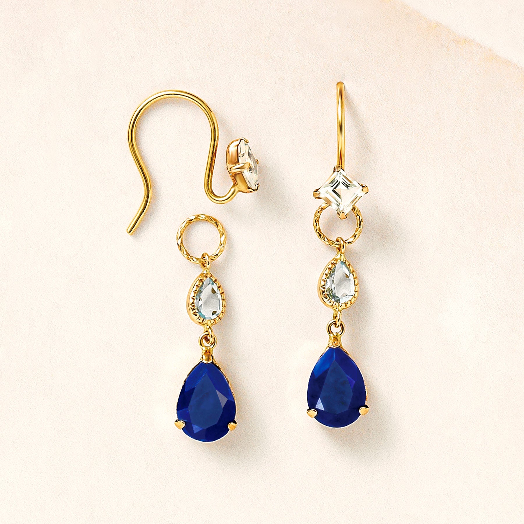 [Palette] 10K Blue Topaz x Lapis Lazuli Charms (Yellow Gold) - Product Image