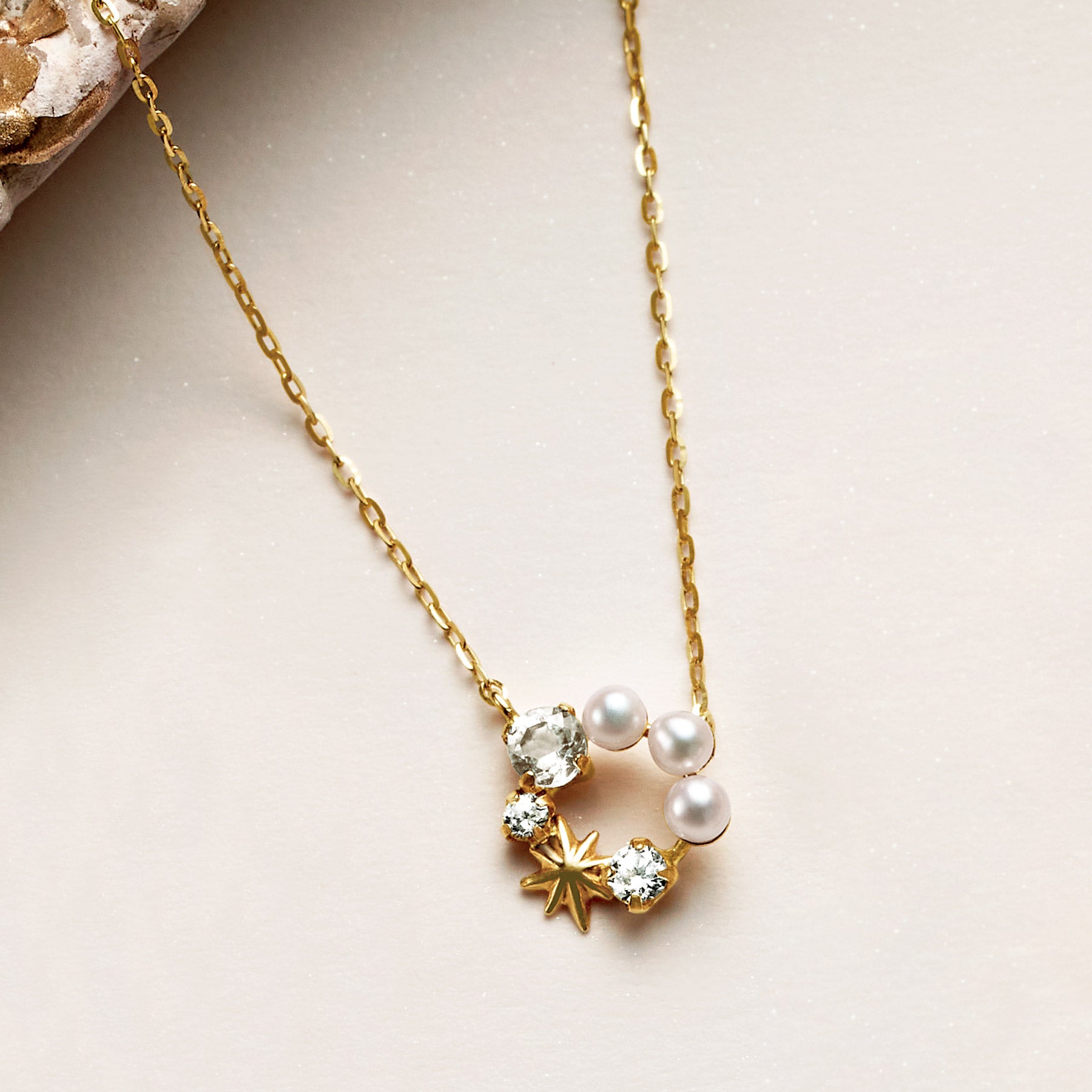 10K Freshwater Pearl Necklace [Luminous] (Yellow Gold) - Product Image