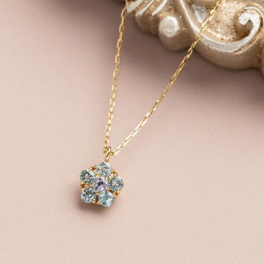 10K Blue Topaz Necklace [Pansy] (Yellow Gold) - Product Image
