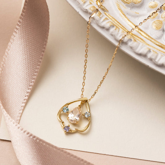 10K Topaz 2Way Necklace [Blue Danube] (Yellow Gold) - Product Image