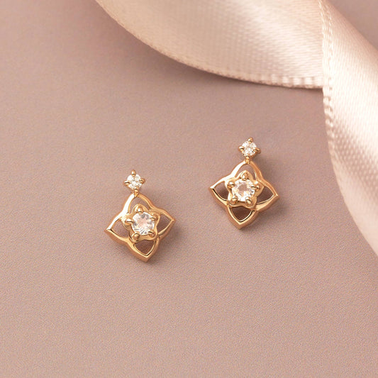 18K/10K Diamond Earrings [Myrtle] (Rose Gold) - Product Image