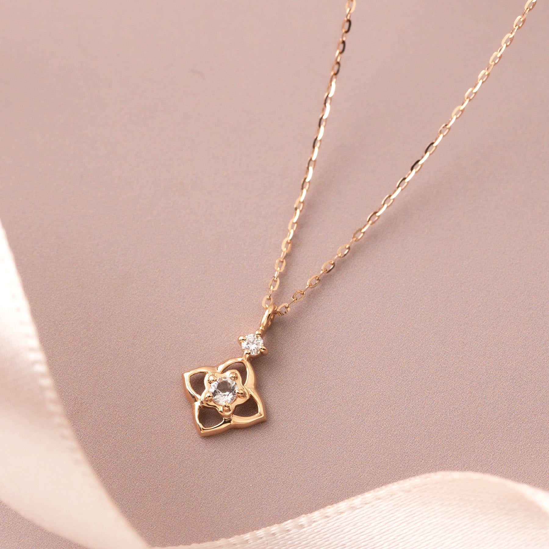 10K Diamond Necklace [Myrtle] (Rose Gold) - Product Image