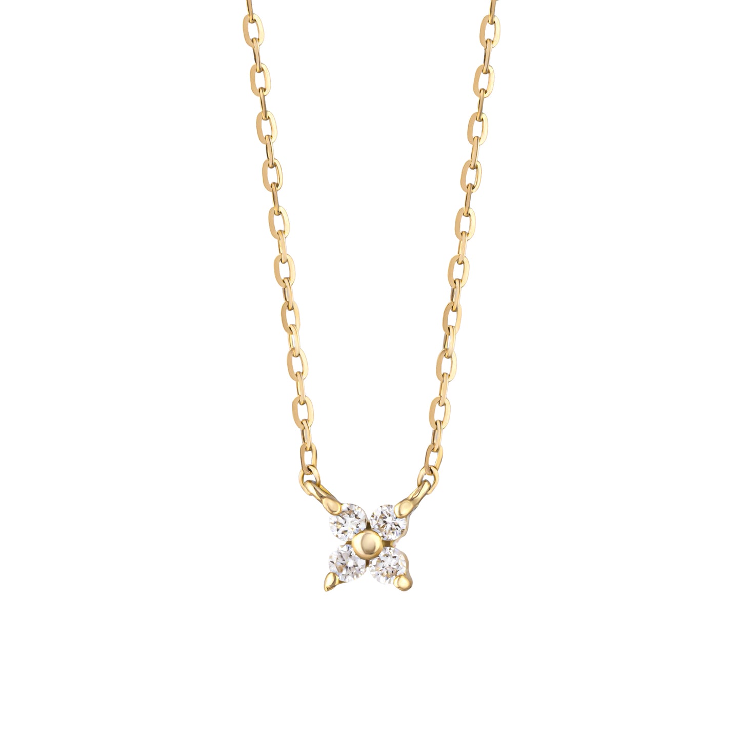 10K Diamond Mini Flower Necklace (Yellow Gold) - Product Image