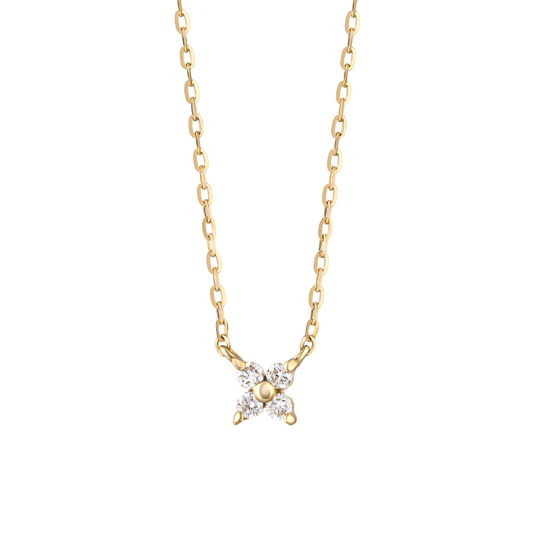 10K Diamond Mini Flower Necklace (Yellow Gold) - Product Image