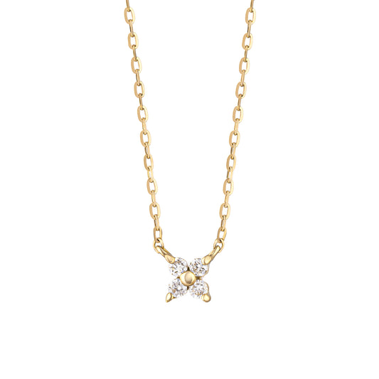 10K Diamond Mini Flower Necklace (Yellow Gold) - Product Image