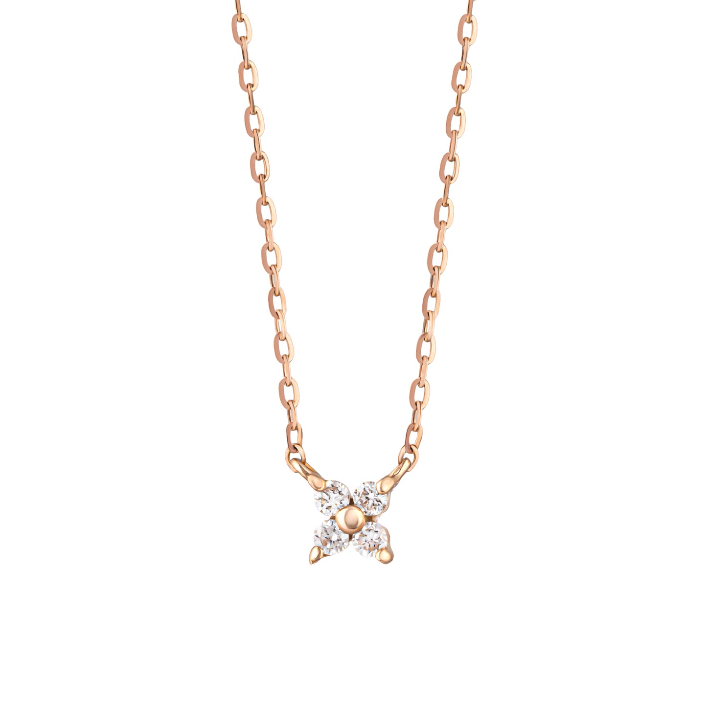 10K Diamond Mini Flower Necklace (Rose Gold) - Product Image