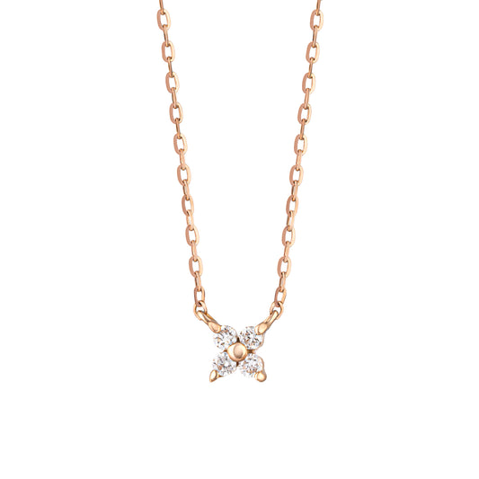 10K Diamond Mini Flower Necklace (Rose Gold) - Product Image