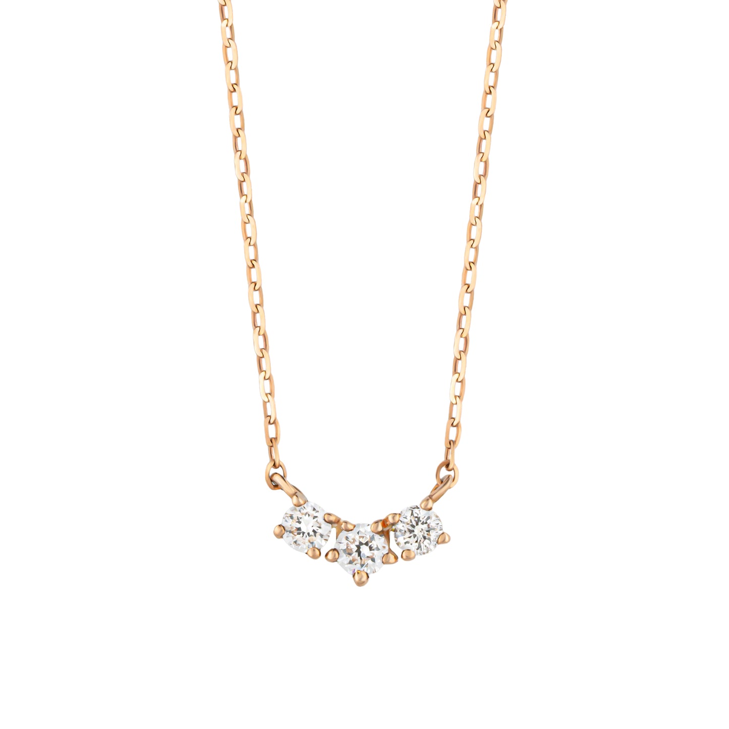 10K Trilogy Diamond Necklace (Rose Gold / Yellow Gold) - Product Image