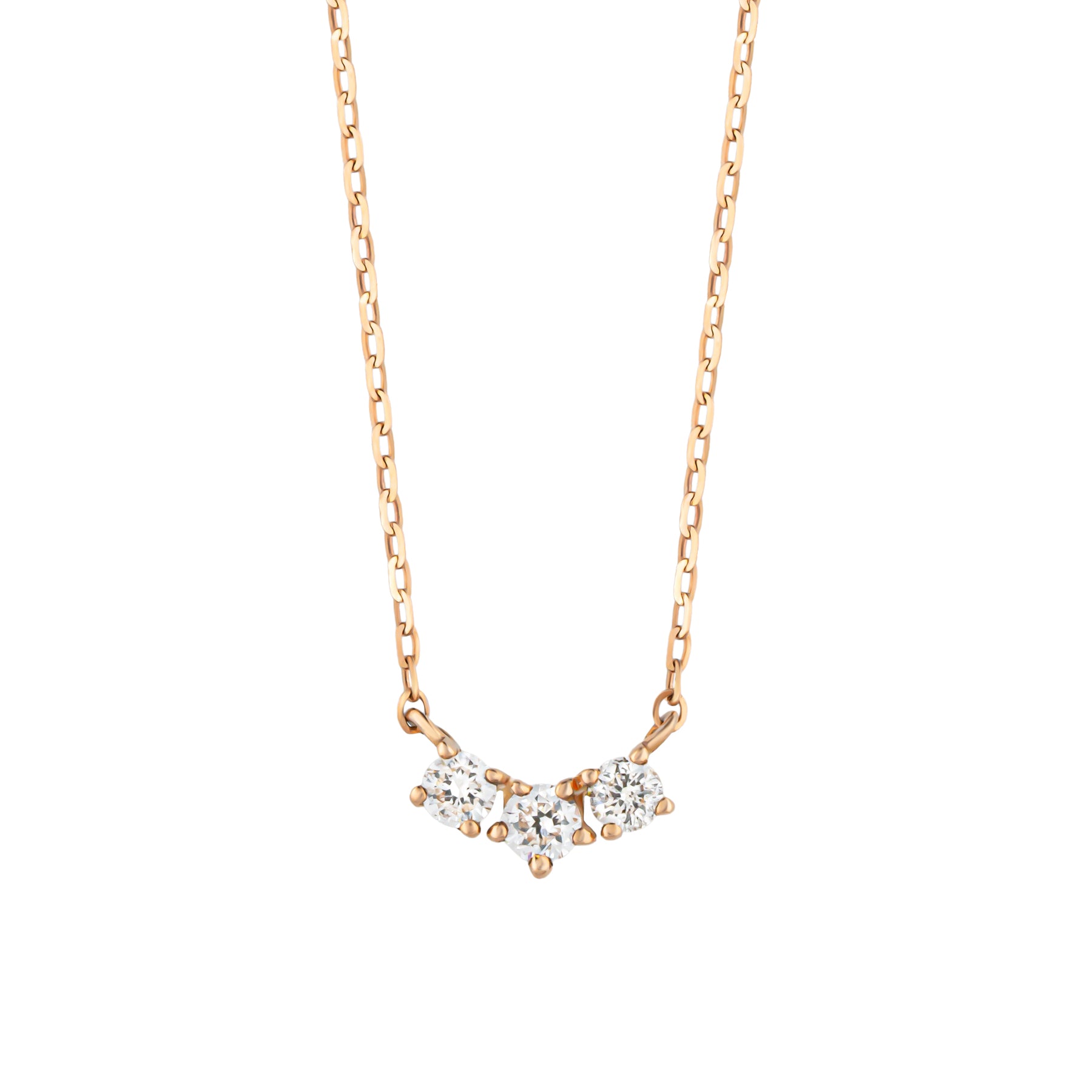 10K Trilogy Diamond Necklace (Rose Gold / Yellow Gold) - Product Image