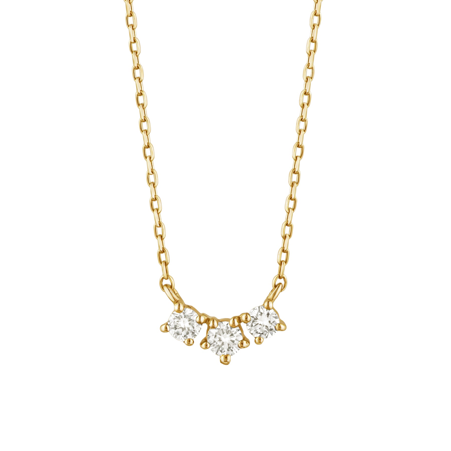 18K Trilogy Diamond Necklace (Yellow Gold) - Product Image
