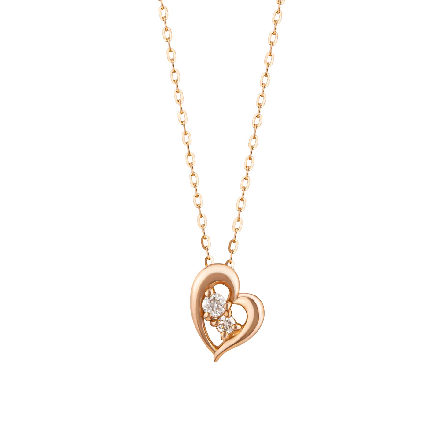 [WEB Exclusive] 10K Diamond Heart Necklace (Rose Gold) - Product Image