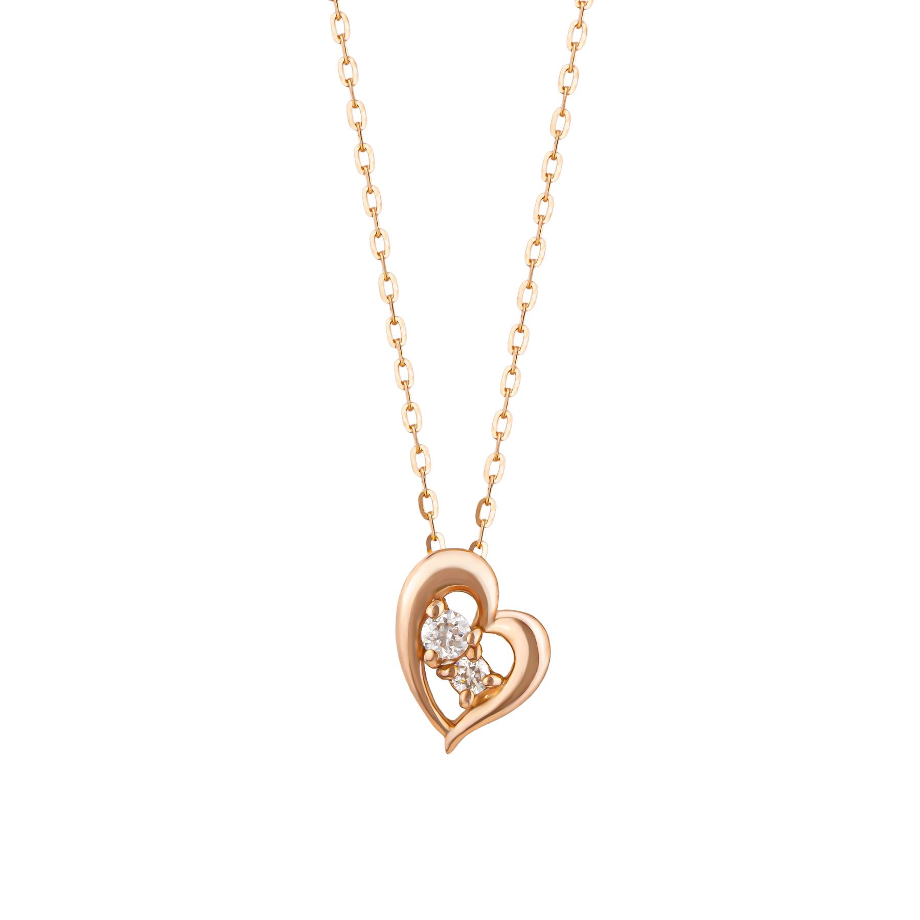 [WEB Exclusive] 10K Diamond Heart Necklace (Rose Gold) - Product Image
