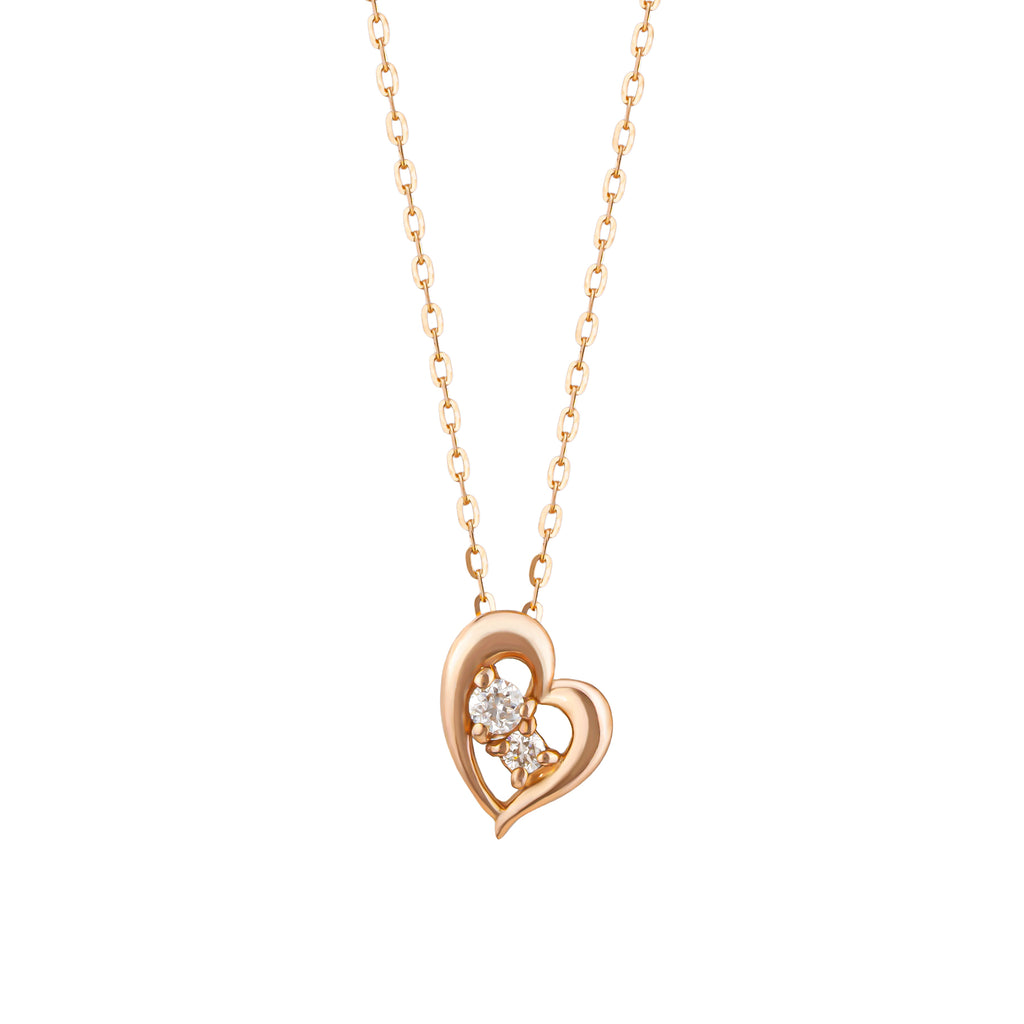 [WEB Exclusive] 10K Diamond Heart Necklace (Rose Gold) - Product Image