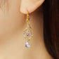 [Palette] 925 Sterling Silver / 10K / Gold Filled Tanzanite Charm Set Earrings [Dance] - Model Image