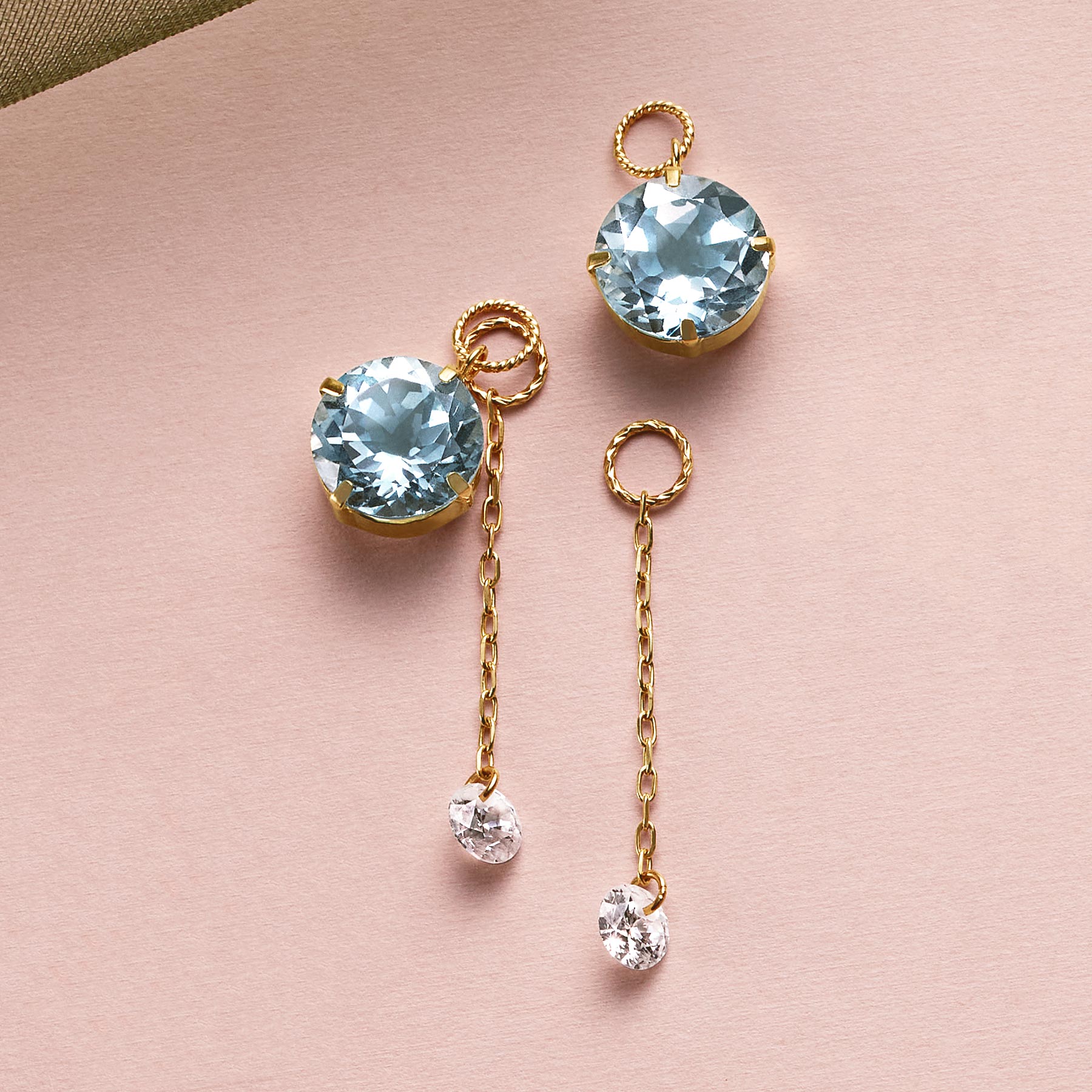 [Palette] 10K Blue Topaz Charm Set [Airy Tone] (Yellow Gold) - Product Image