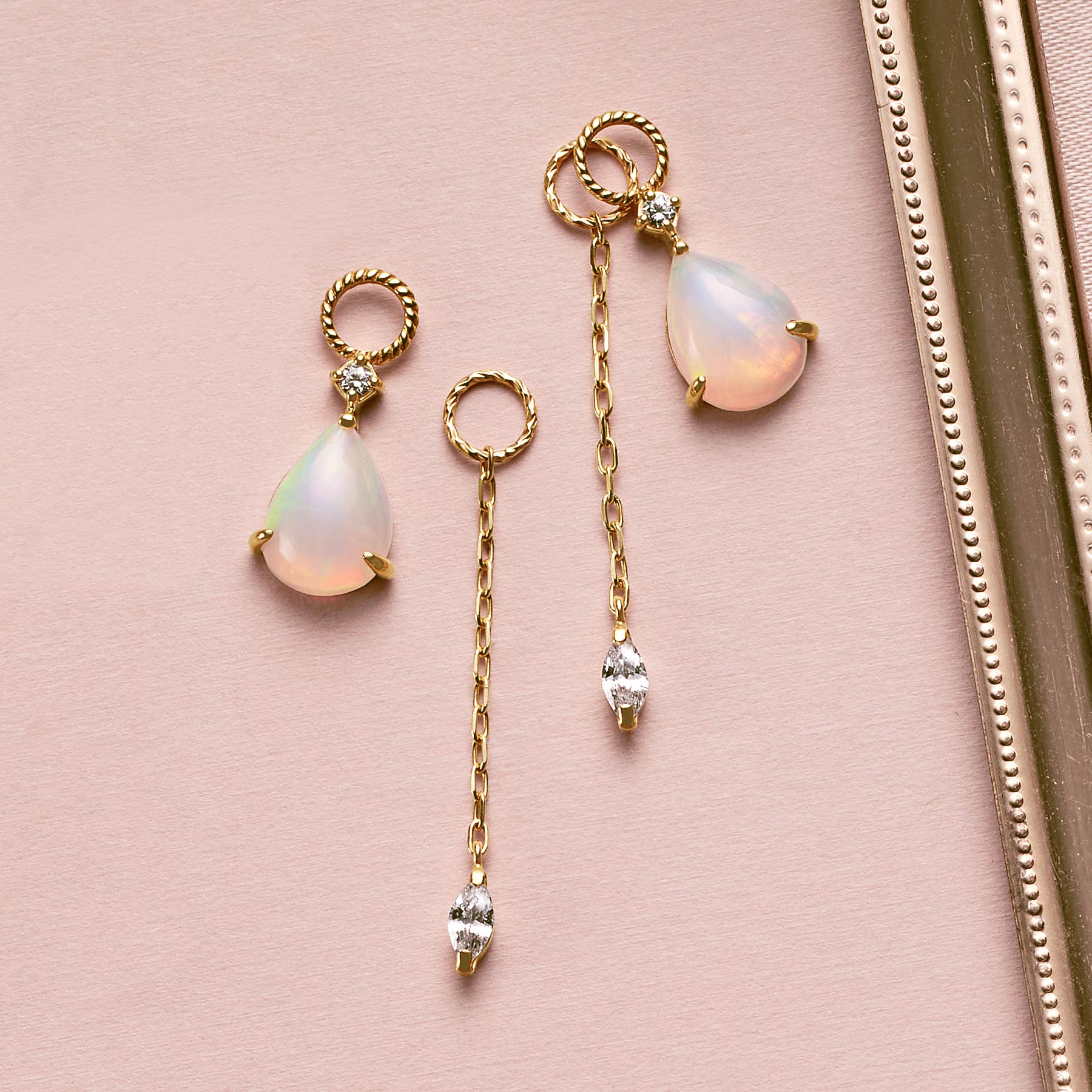 [Palette] 10K Opal Charm Set [Dream Tone] (Yellow Gold) - Product Image