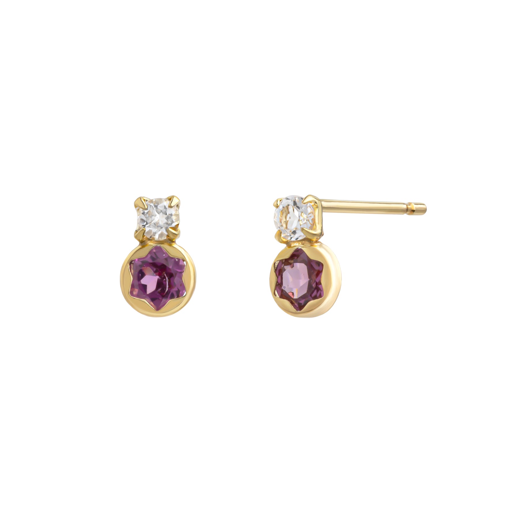 [WEB Exclusive] 10K Rhodolite Garnet Stud Earrings (Yellow Gold) - Product Image