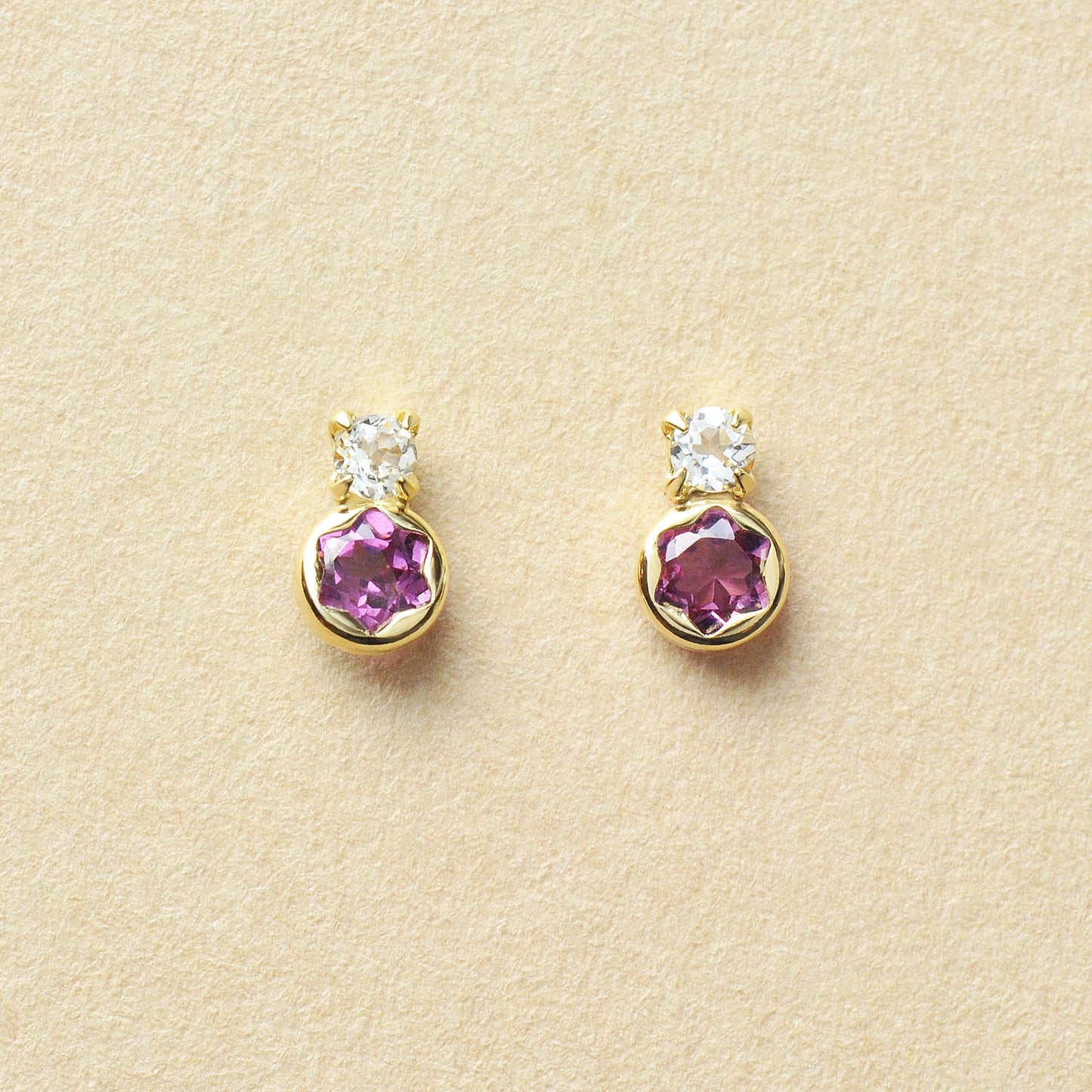 [WEB Exclusive] 10K Rhodolite Garnet Stud Earrings (Yellow Gold) - Product Image
