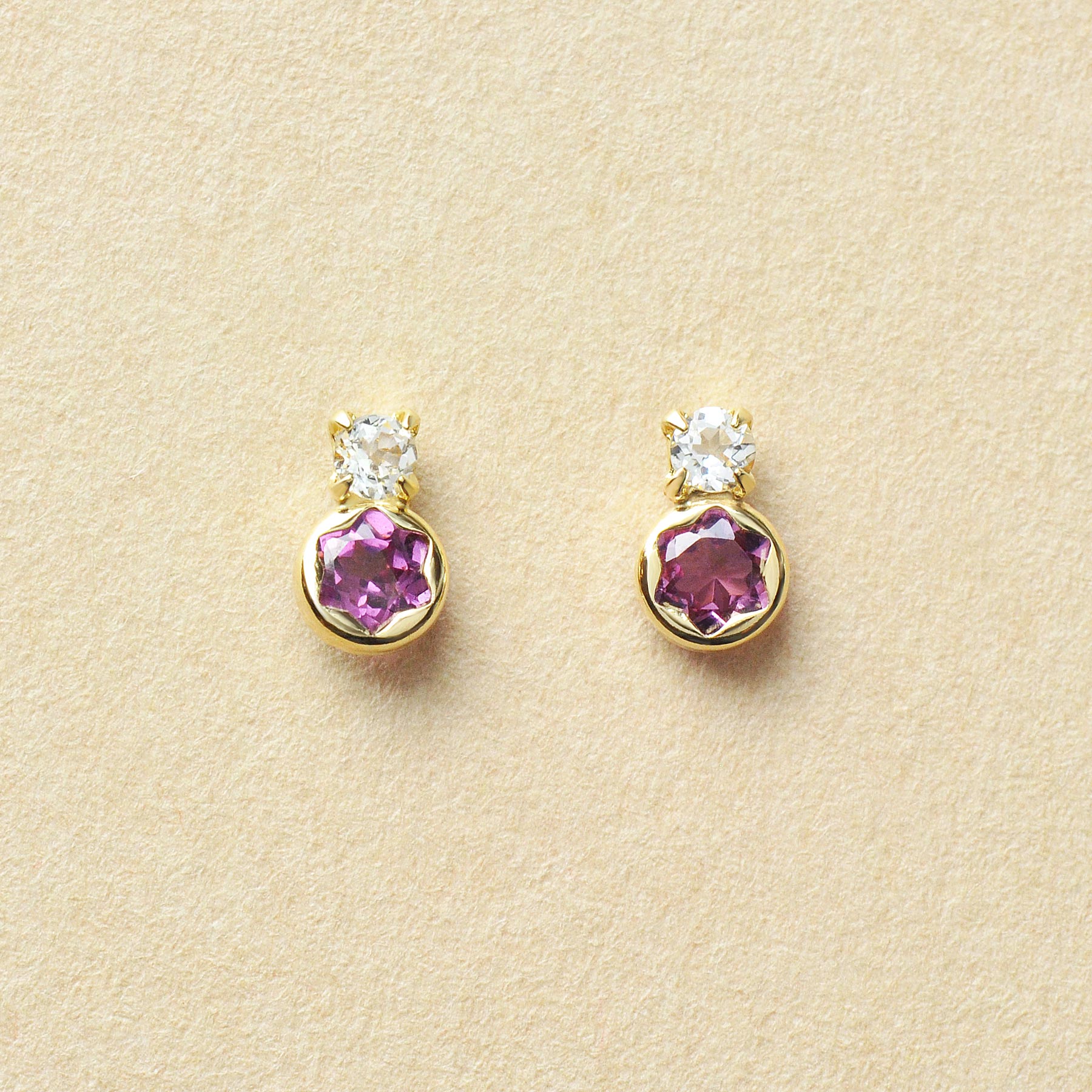 [WEB Exclusive] 10K Rhodolite Garnet Stud Earrings (Yellow Gold) - Product Image