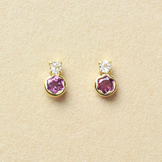 [WEB Exclusive] 10K Rhodolite Garnet Stud Earrings (Yellow Gold) - Product Image