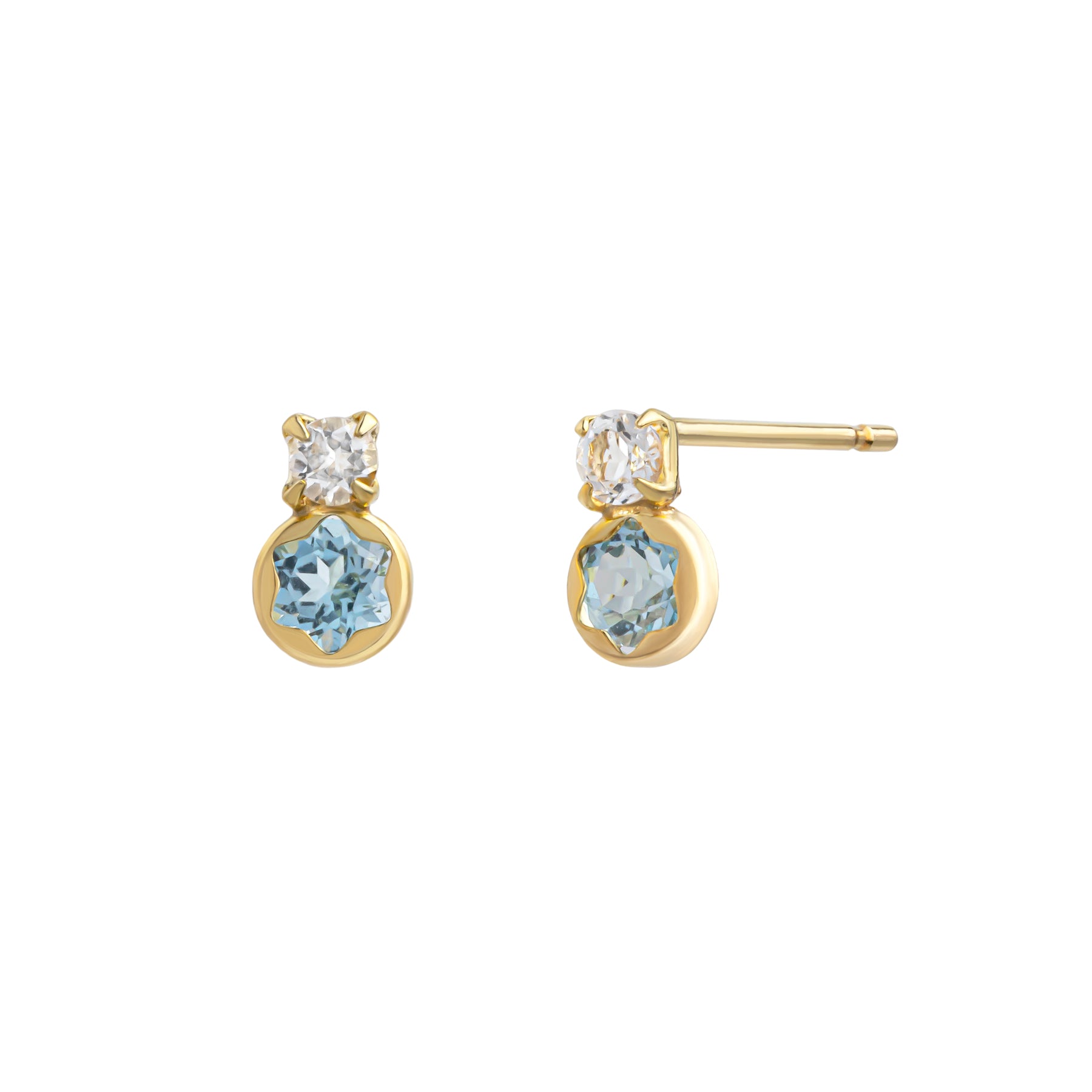 [WEB Exclusive] 10K Swiss Blue Topaz Stud Earrings (Yellow Gold) - Product Image