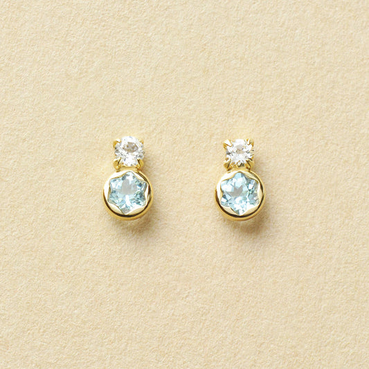 [WEB Exclusive] 10K Swiss Blue Topaz Stud Earrings (Yellow Gold) - Product Image