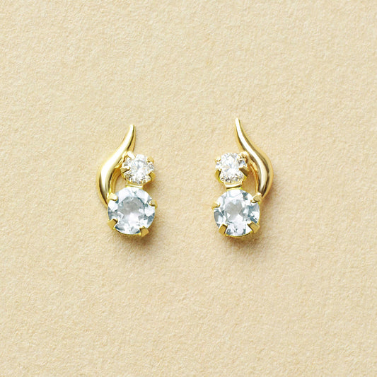 [WEB Exclusive] 10K Aquamarine Simple Earrings (Yellow Gold) - Product Image