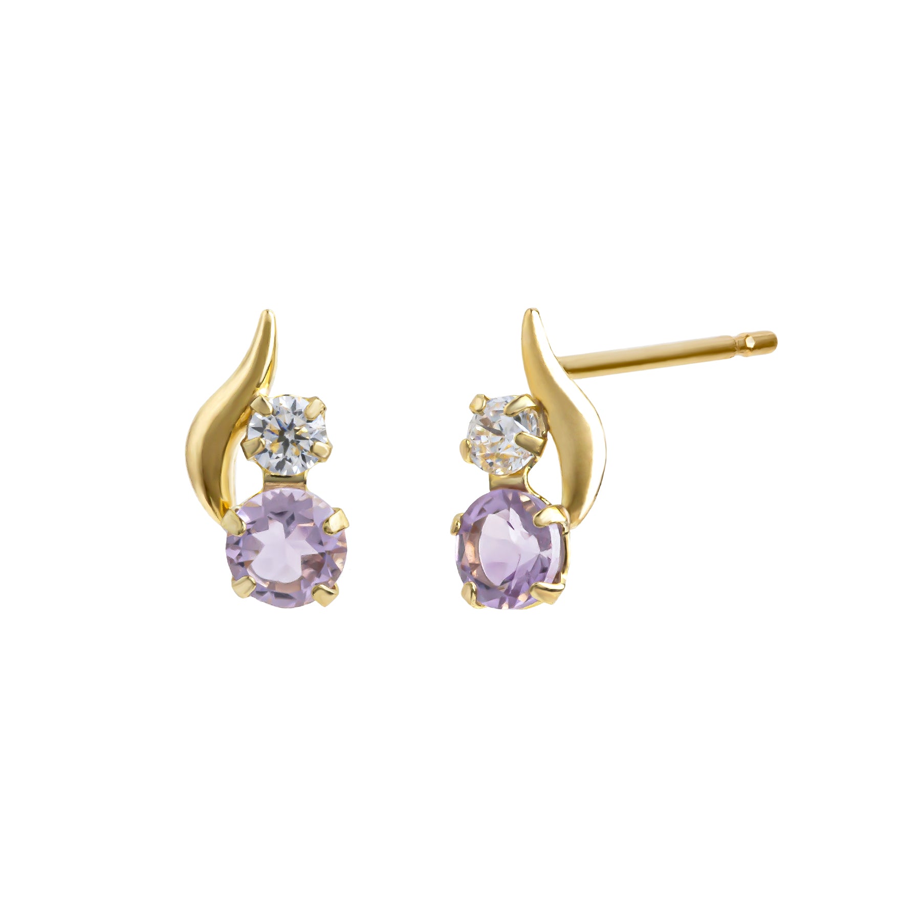 [WEB Exclusive] 10K Light Amethyst Simple Earrings (Yellow Gold) - Product Image