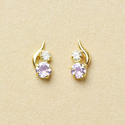 [WEB Exclusive] 10K Light Amethyst Simple Earrings (Yellow Gold) - Product Image