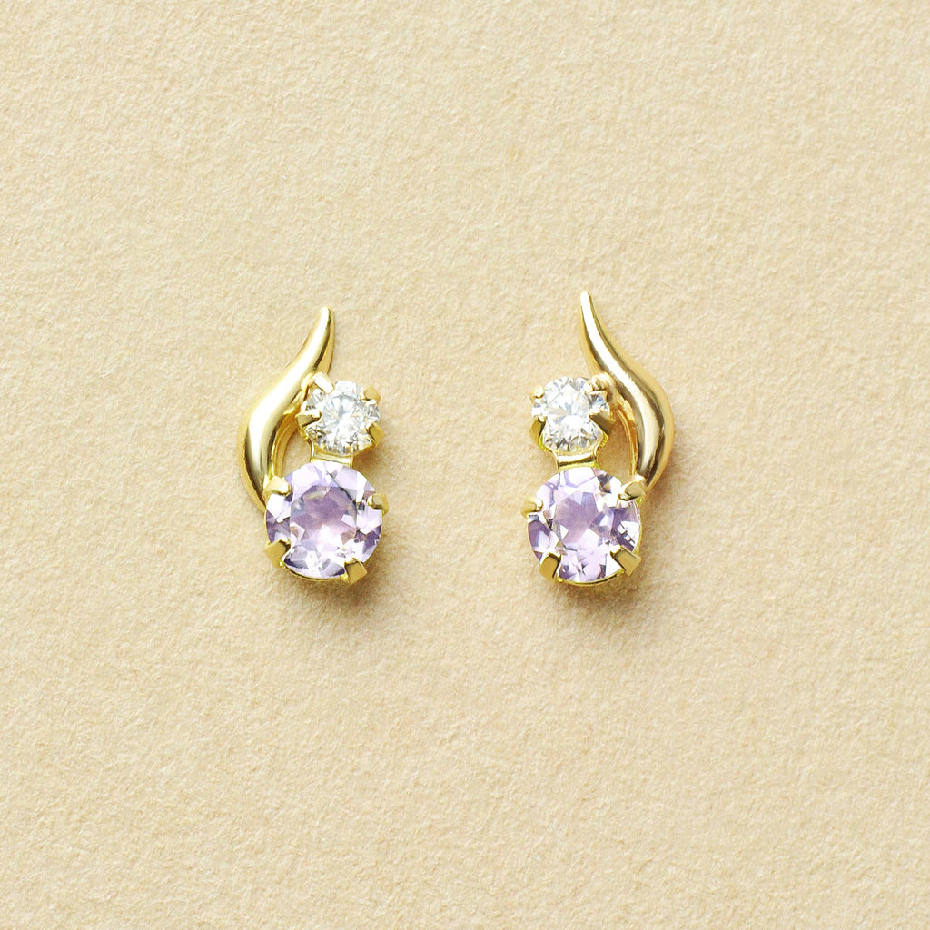 [WEB Exclusive] 10K Light Amethyst Simple Earrings (Yellow Gold) - Product Image