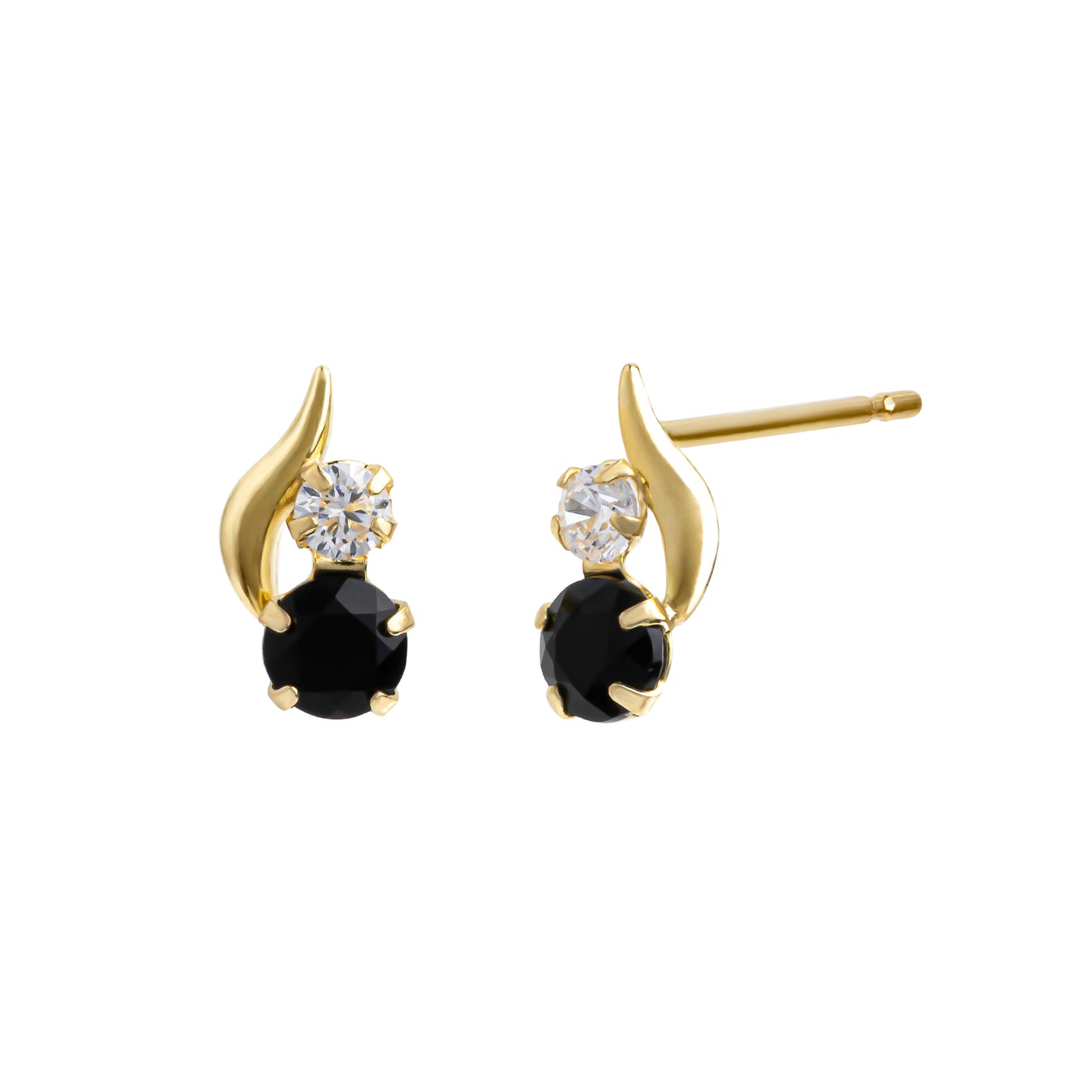 [WEB Exclusive] 10K Onyx Simple Earrings (Yellow Gold) - Product Image