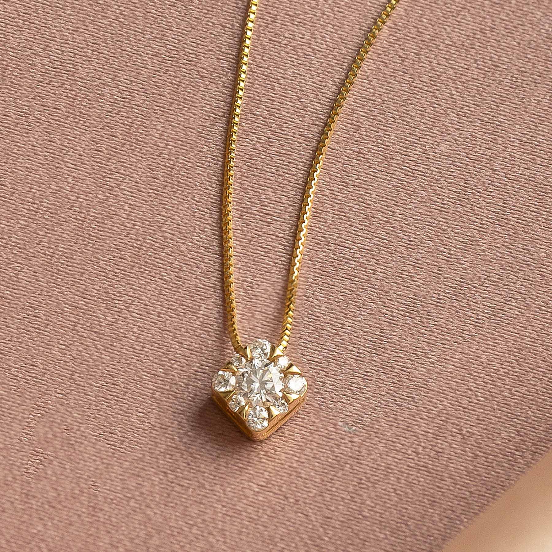 18K Diamond Necklace [Day Moon] (Yellow Gold) - Product Image