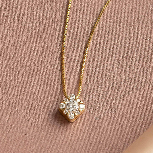 18K Diamond Necklace [Day Moon] (Yellow Gold) - Product Image