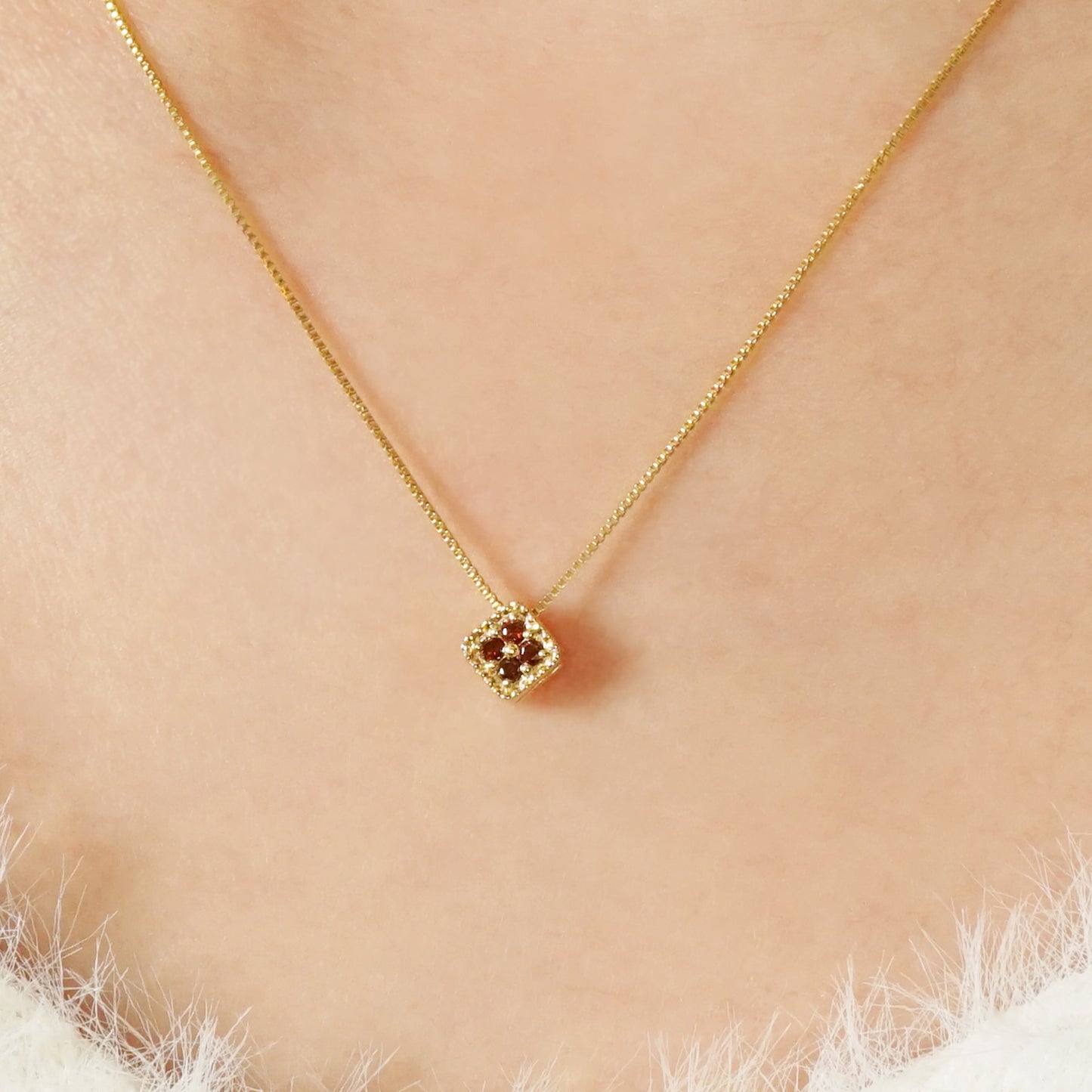 18K Diamond Necklace [Day Moon] (Yellow Gold) - Model Image