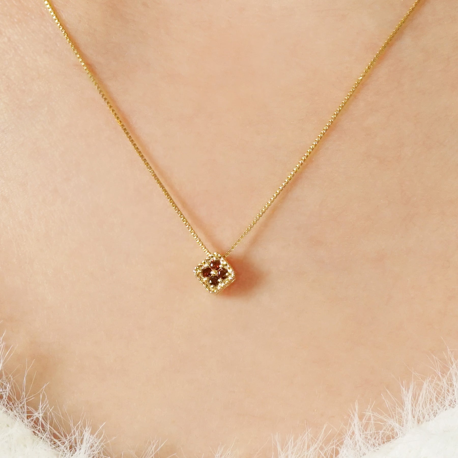 18K Diamond Necklace [Day Moon] (Yellow Gold) - Model Image