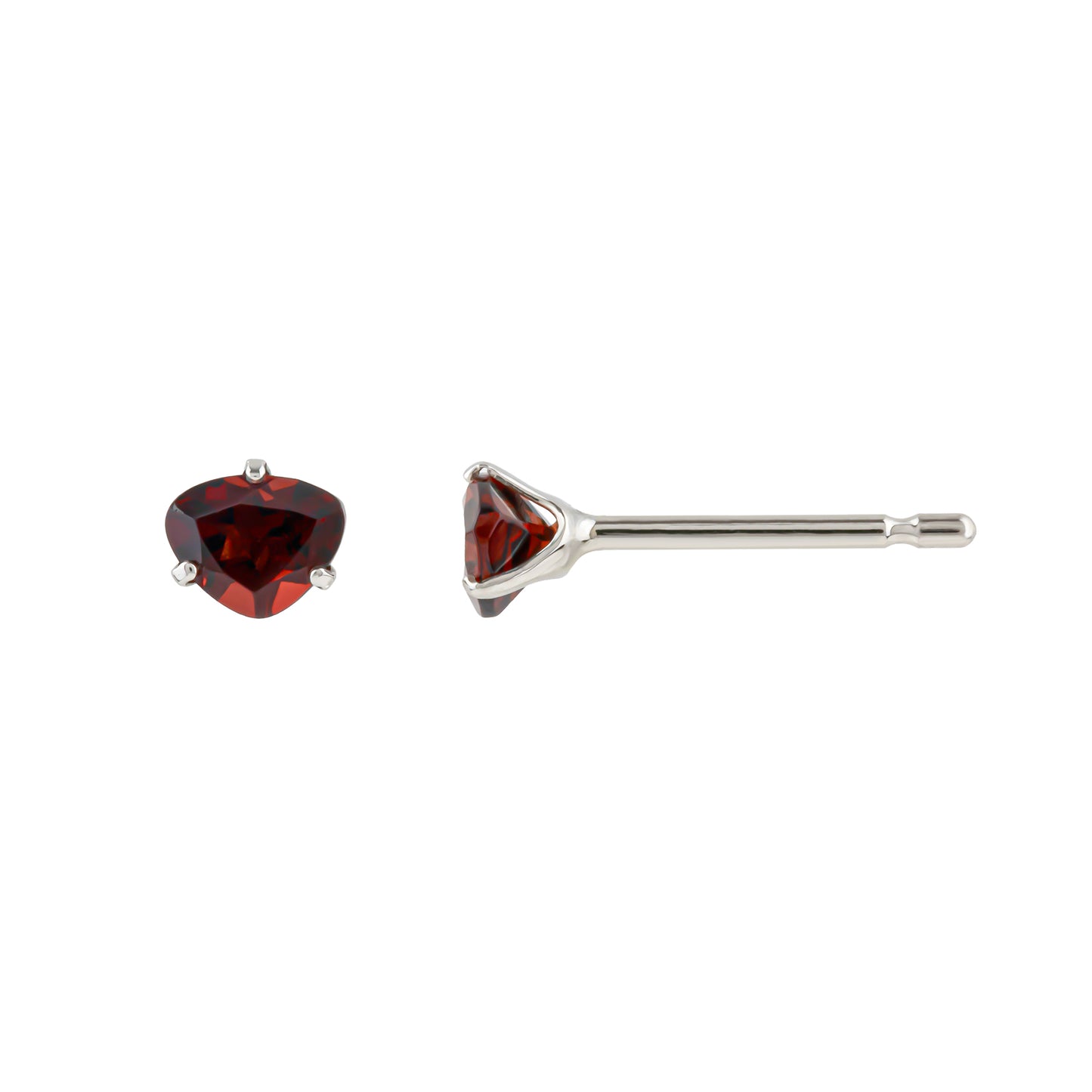 [Second Earrings] Platinum Garnet Trilliant Cut Earrings - Product Image