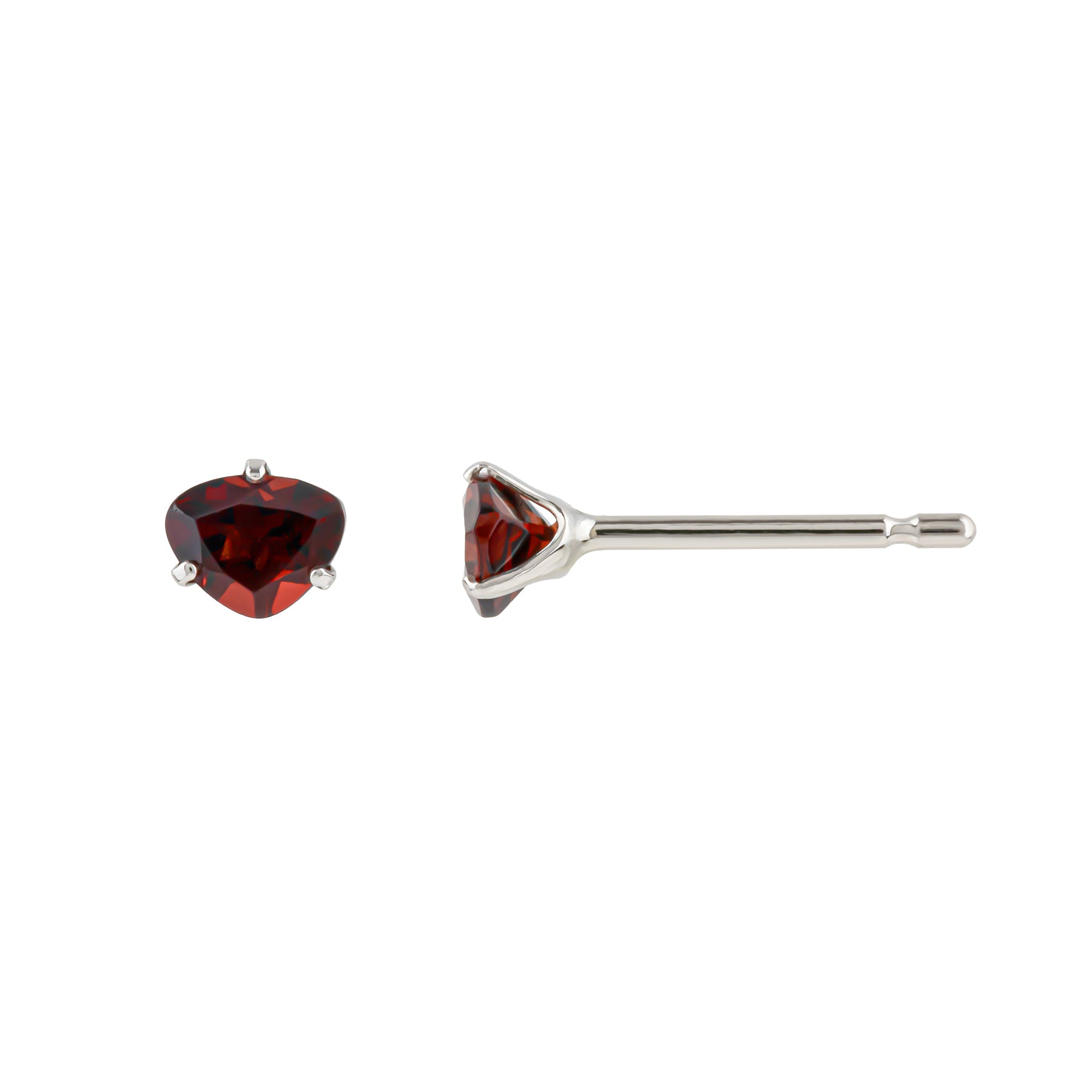 [Second Earrings] Platinum Garnet Trilliant Cut Earrings - Product Image