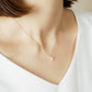 10K Moonstone Lily Necklace (Yellow Gold) - Model Image