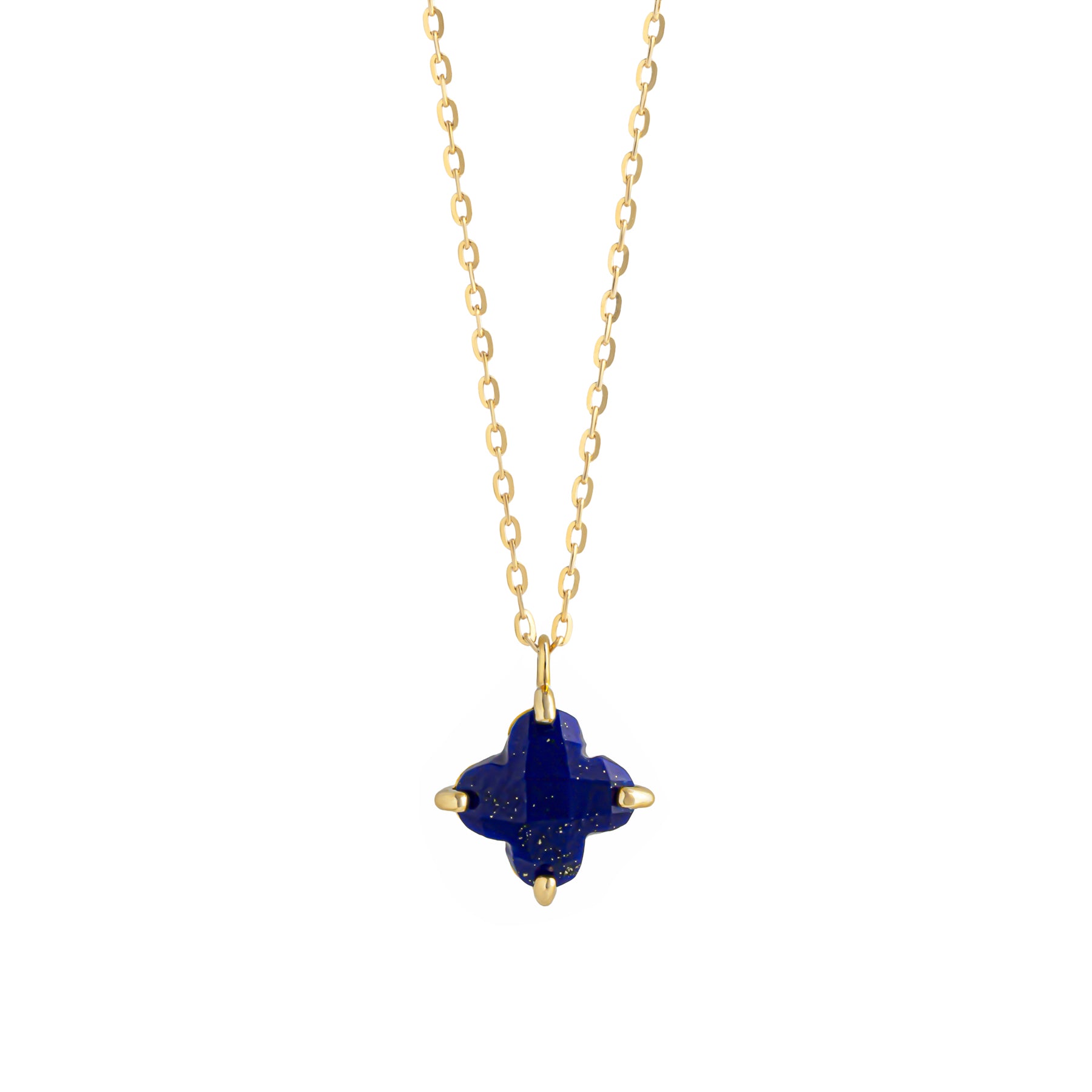 10K Lapis Lazuli Lily Cut Necklace (Yellow Gold) - Product Image