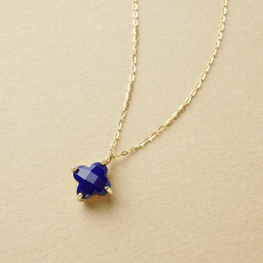 10K Lapis Lazuli Lily Cut Necklace (Yellow Gold) - Product Image