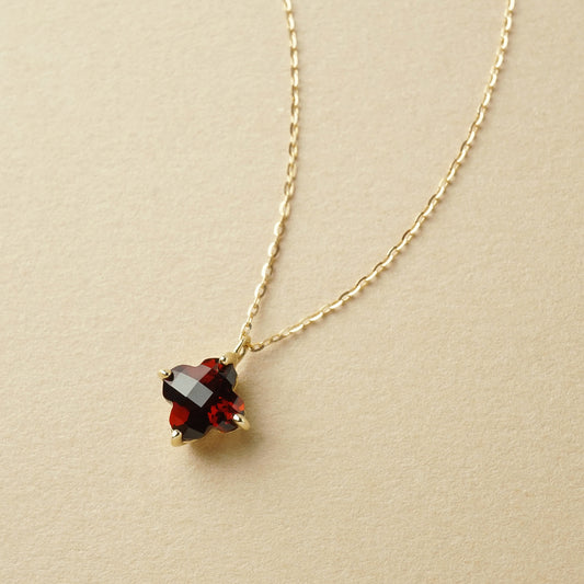 10K Garnet Lily Cut Necklace (Yellow Gold) - Product Image