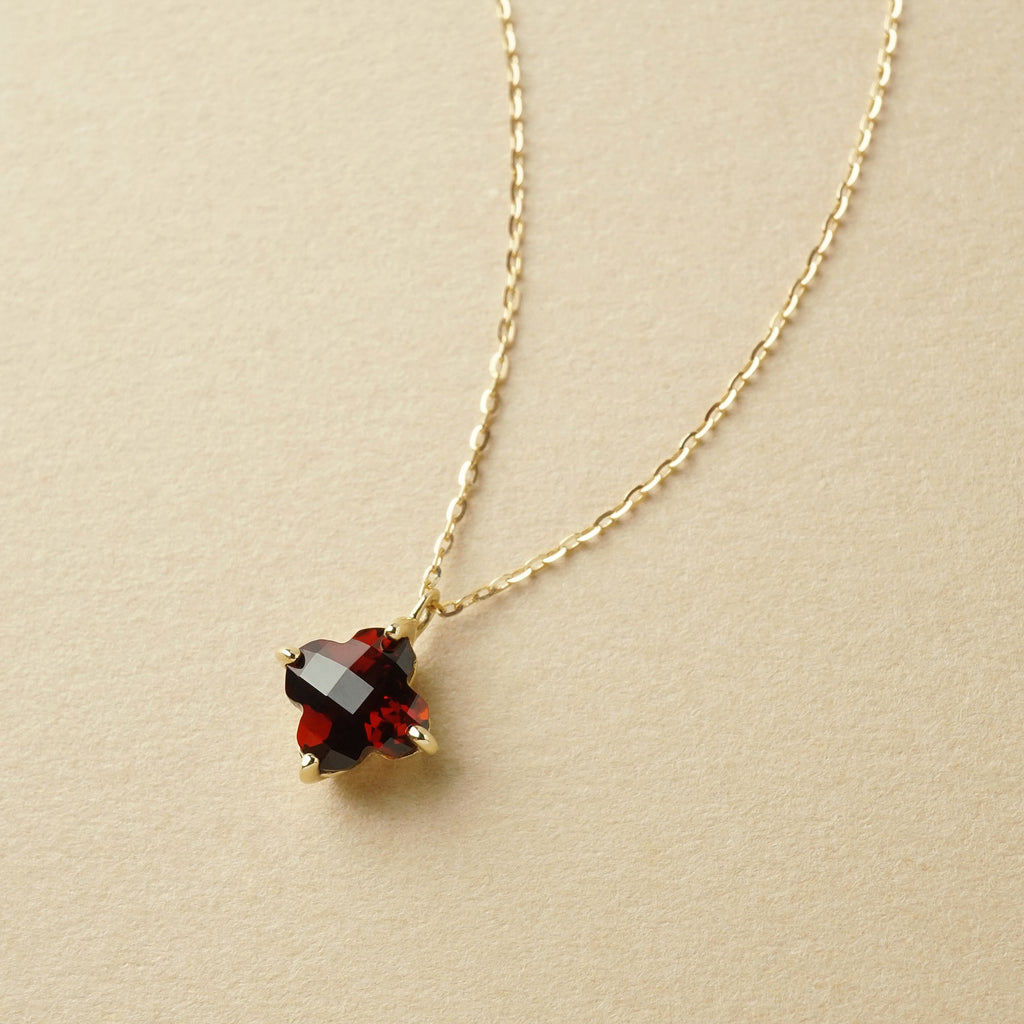 10K Garnet Lily Cut Necklace (Yellow Gold) - Product Image