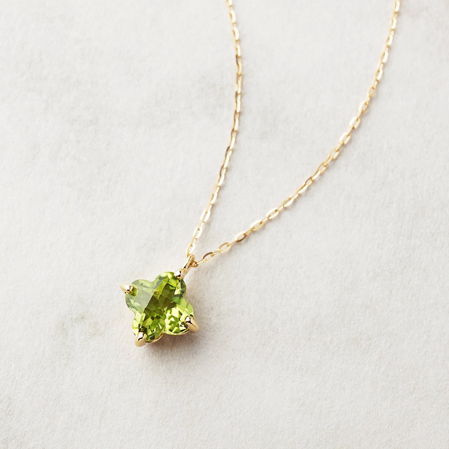 10K Peridot Lily Necklace (Yellow Gold) - Product Image