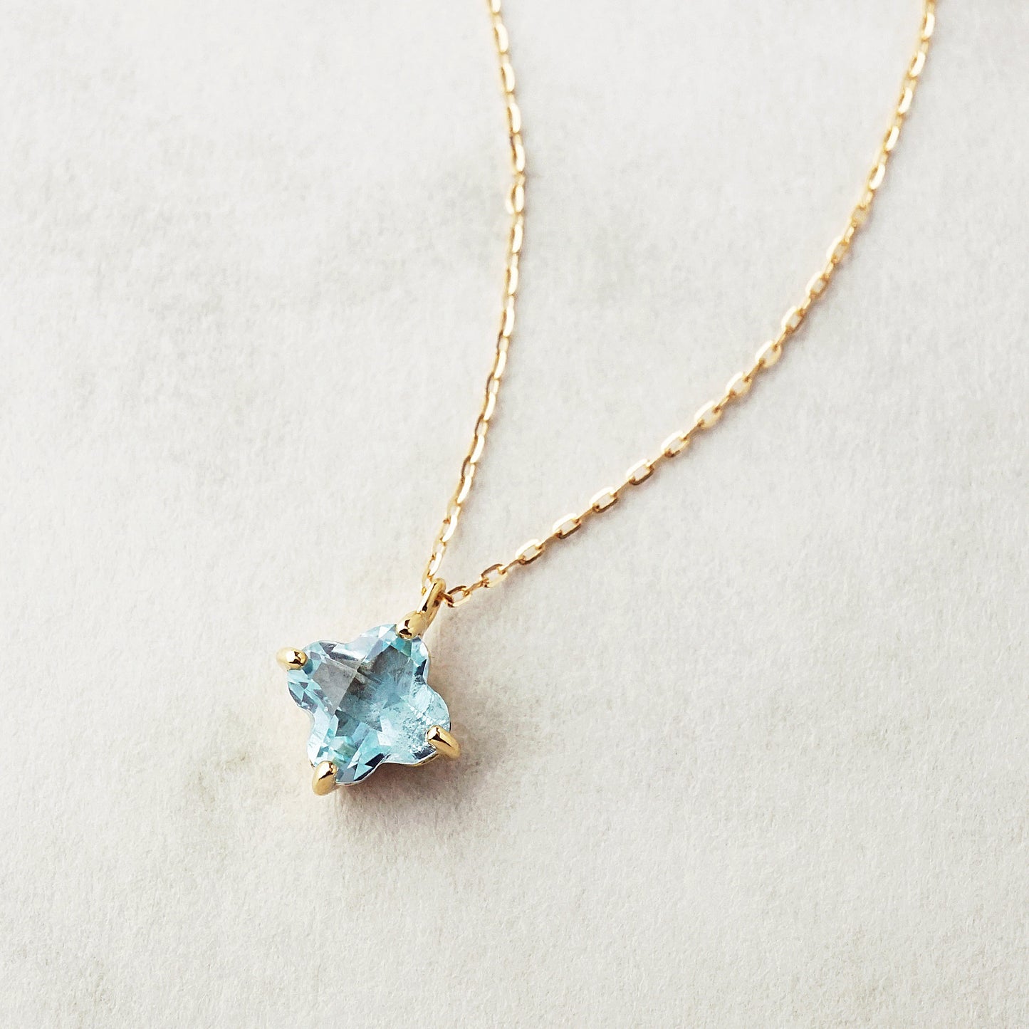 10K Blue Topaz Lily Necklace (Yellow Gold) - Product Image