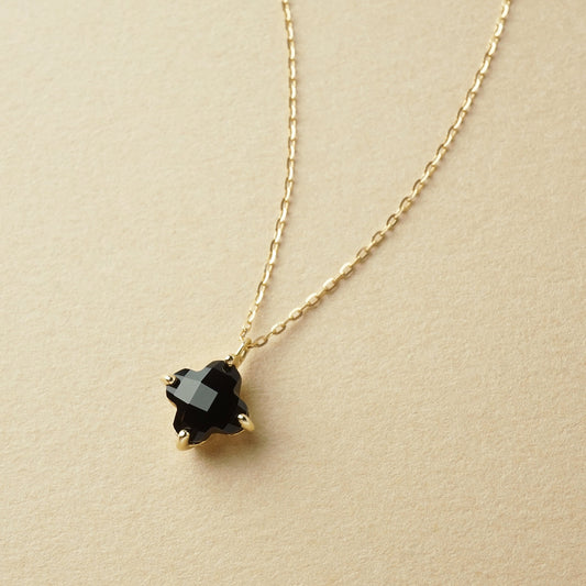 10K Onyx Lily Cut Necklace (Yellow Gold) - Product Image